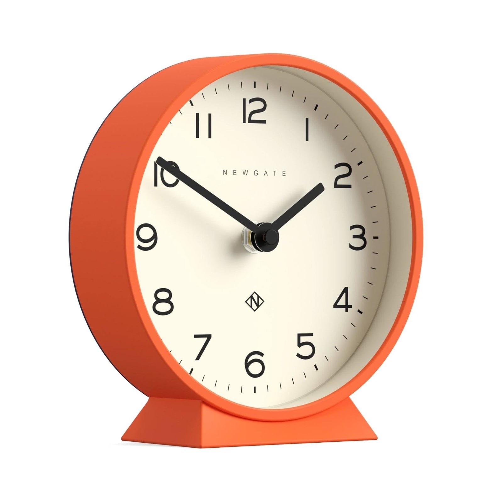 Newgate M Mantel Echo Modern Round Desk Clock Pumpkin Orange Silent Sweep Quartz