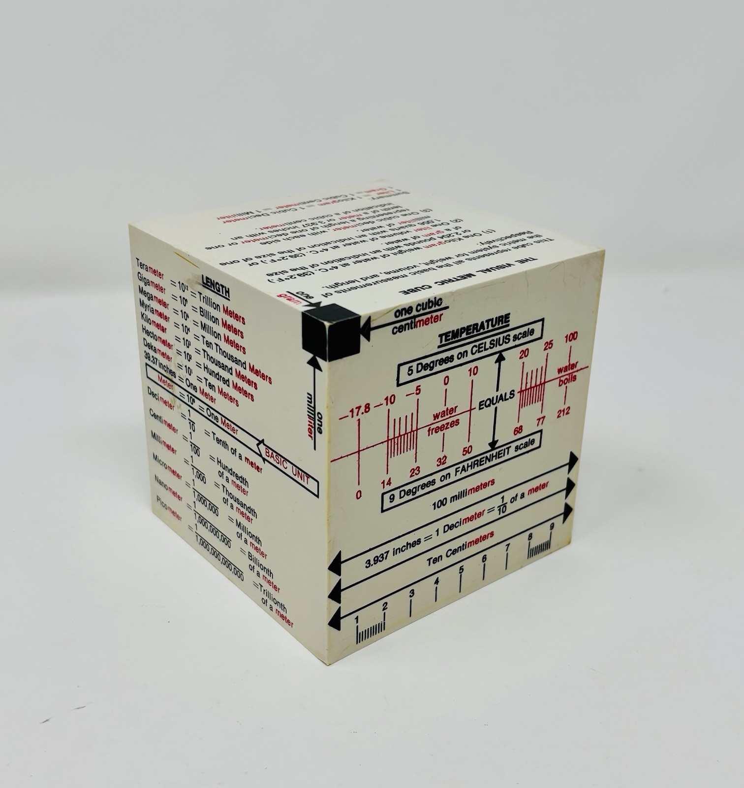 The Visual Metric Cube 4x4 Robert J Thomas 1975 Rare Metrology Display Weight The Visual Metric Cube 4x4 Robert J Thomas 1975 Rare Metrology Display Weight