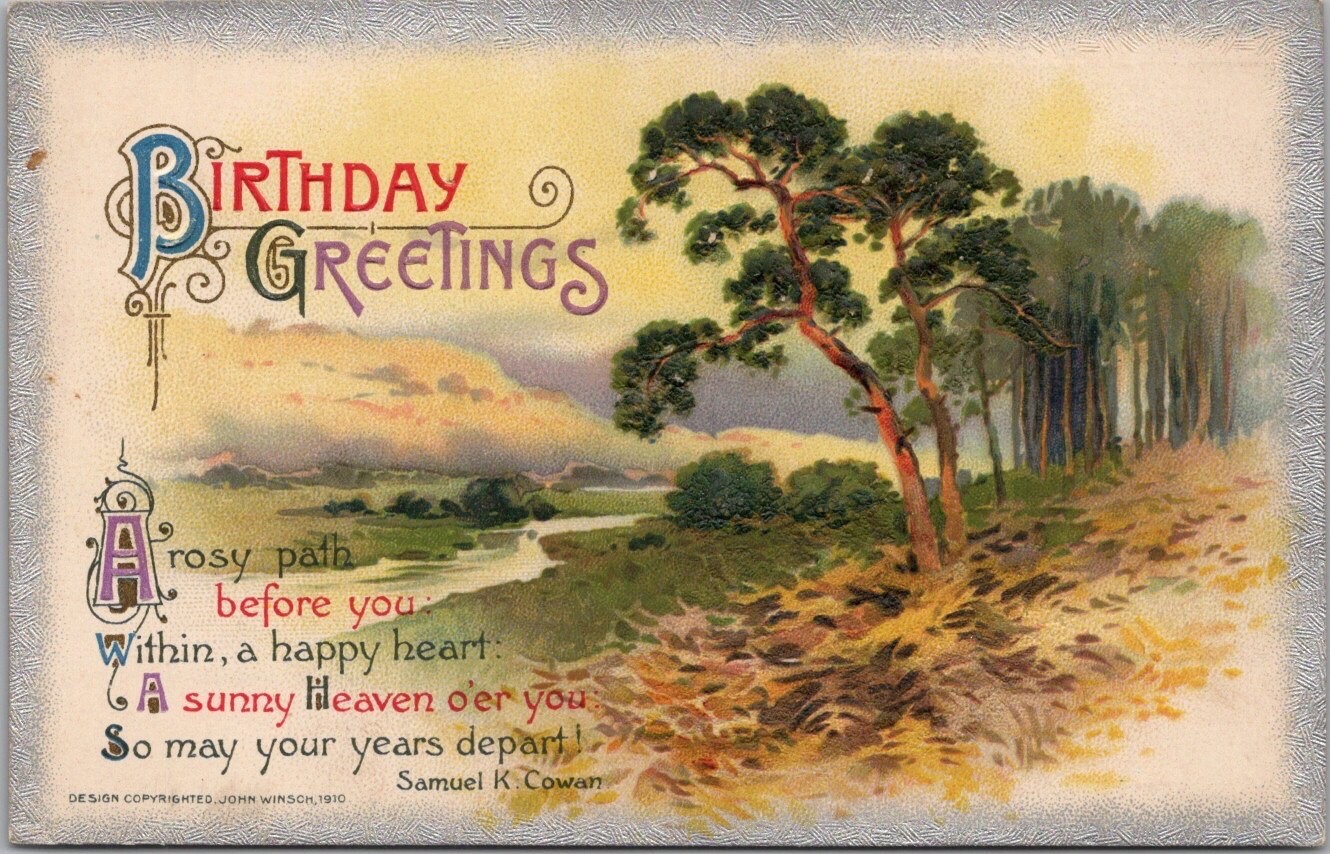 1912 Winsch BIRTHDAY GREETINGS Embossed Postcard \