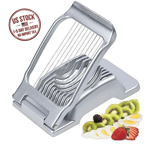 Egg Slicer for Hard Boiled Eggs Heavy Duty Cutter Stainless Steel Silver