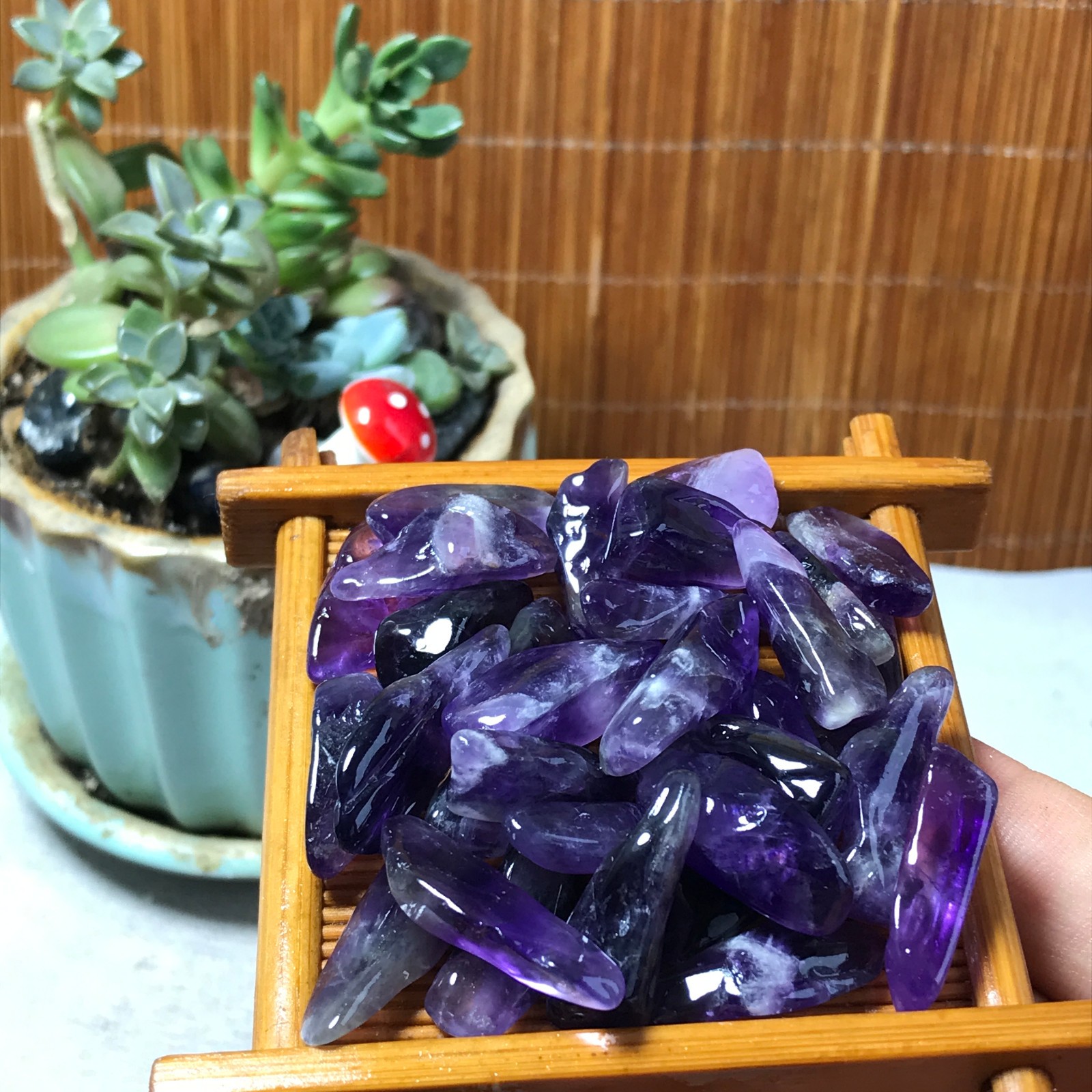 32pcs Natural Dreamy amethyst Crystal gemstone Polish Mineral Specimen 60g A6586