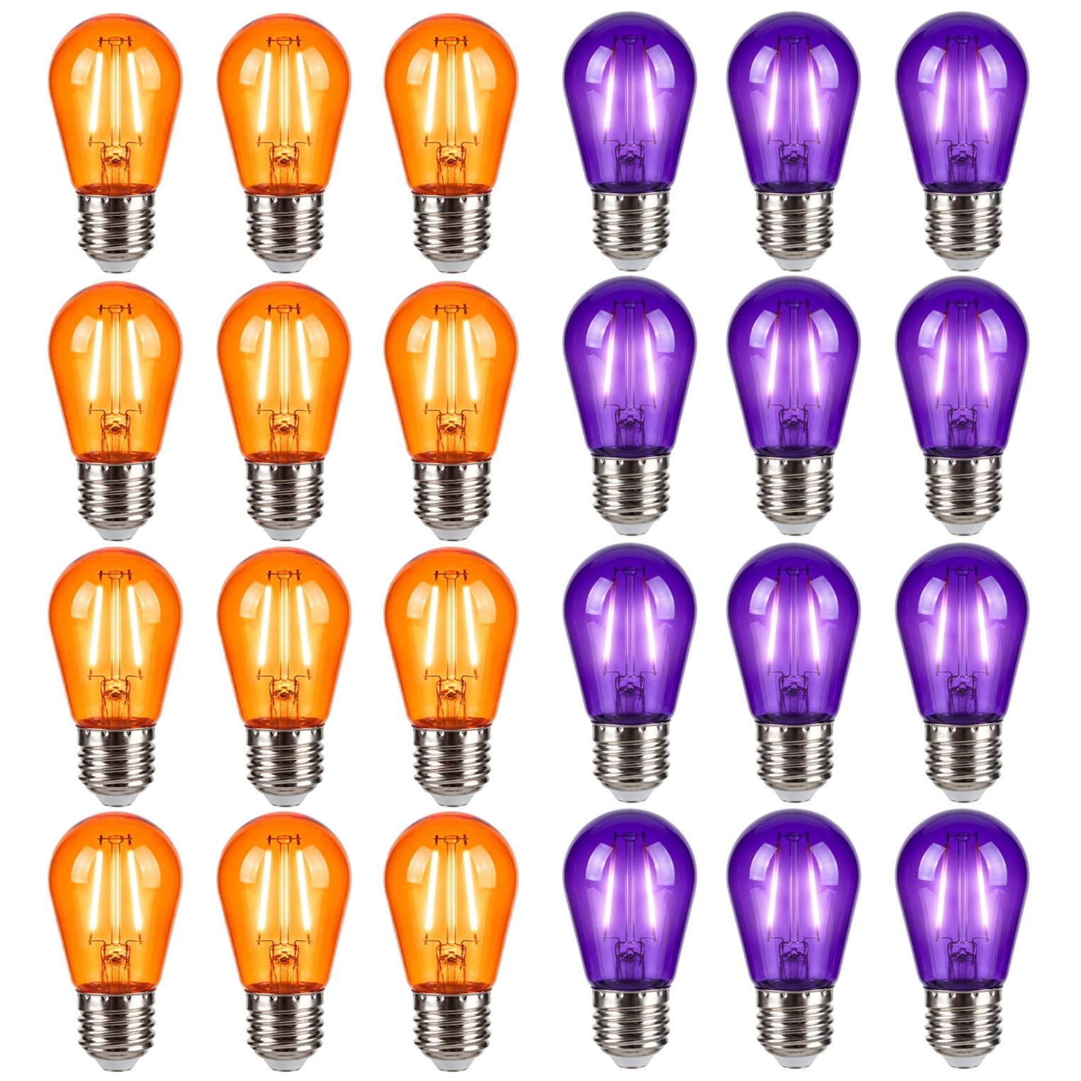 S14 Orange and Purple Light Bulbs Halloween 2W E26 String Light Bulbs