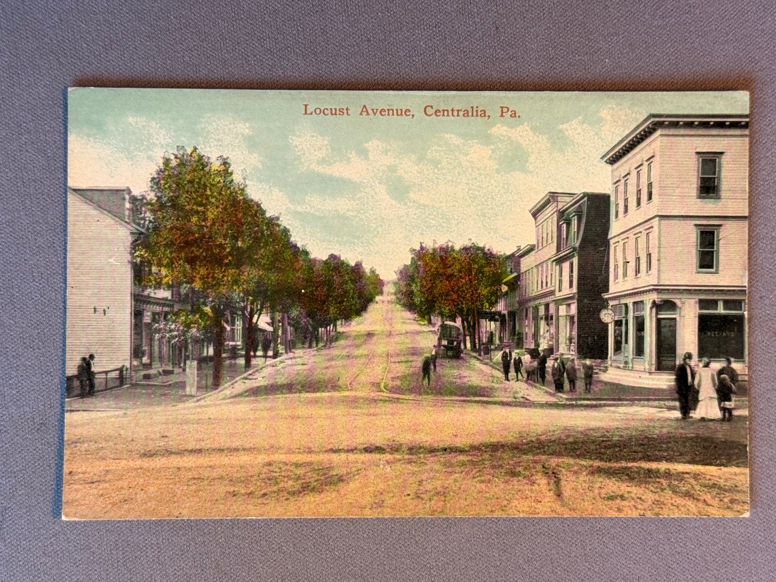 PA Pennsylvania Centralia, Locust Avenue Clock Trolley Tracks, ca 1910 PA Pennsylvania Centralia, Locust Avenue Clock Trolley Tracks, ca 1910