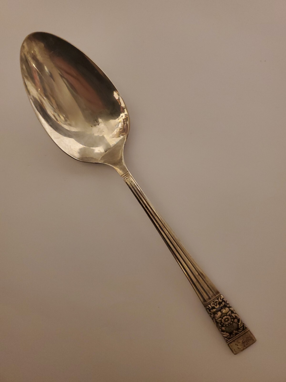 Serving Spoon Ornate Floral Handle Community Silverplate 8.5
