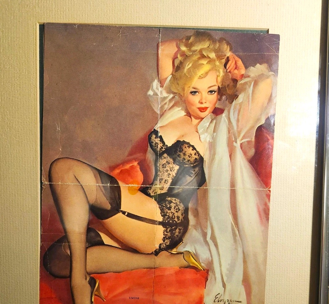 BB Stamped Vintage Pin-Up Art Paper Print/Poster 
