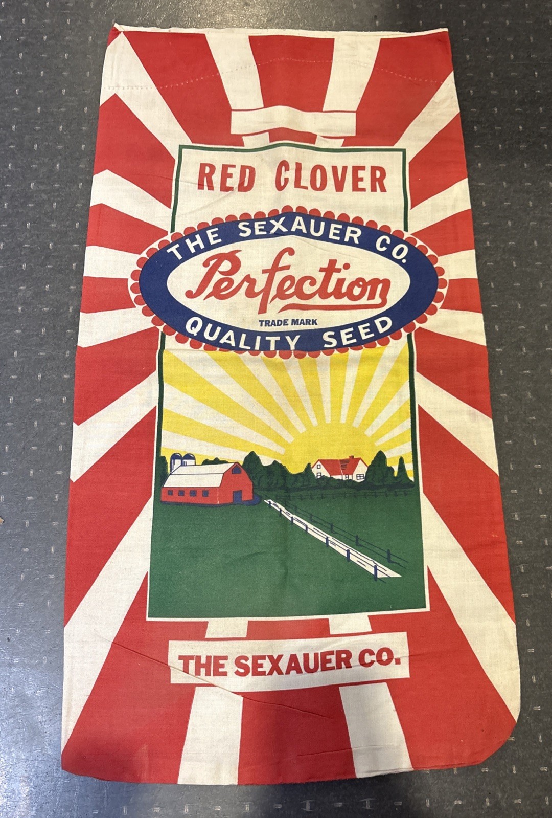 Vintage Sexauer Co. Red Clover Cloth Seed Sack Brookings, SD