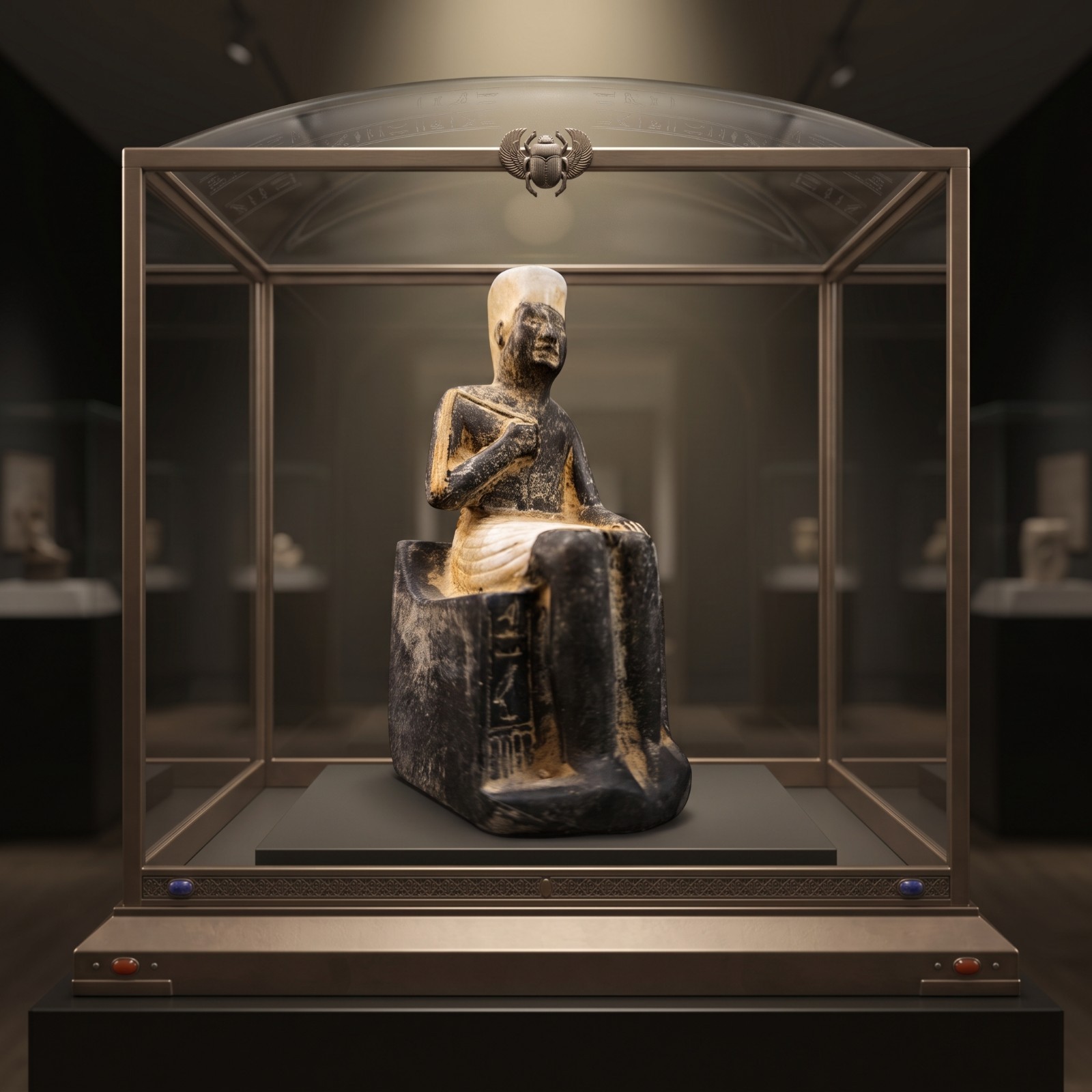 Authentic Ancient Egyptian Antiques Rare King Khufu Enthroned Statue BC