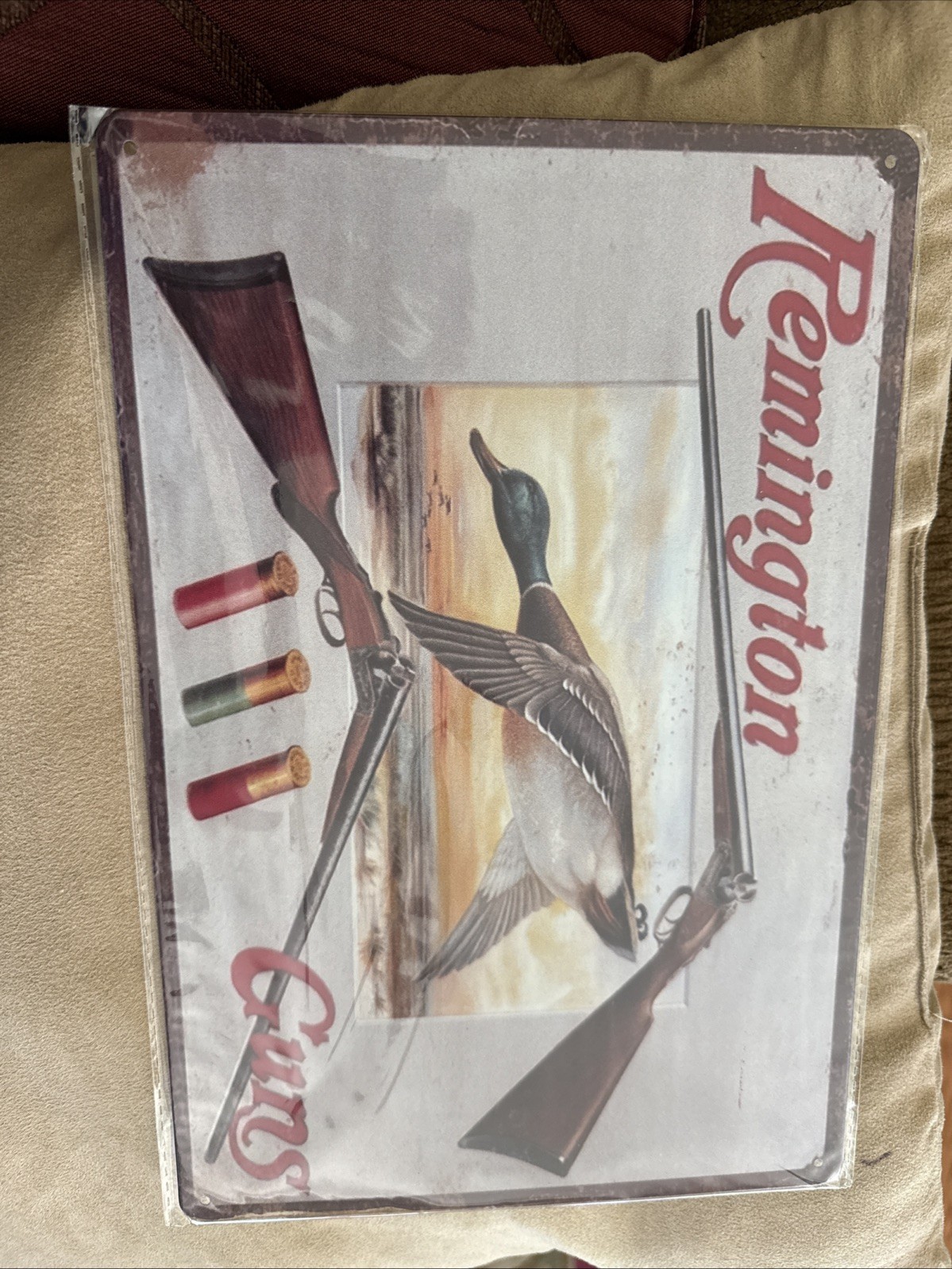“Remington Guns” With Shot Gun Shells  Reproduction Metal Tin 8”x12”