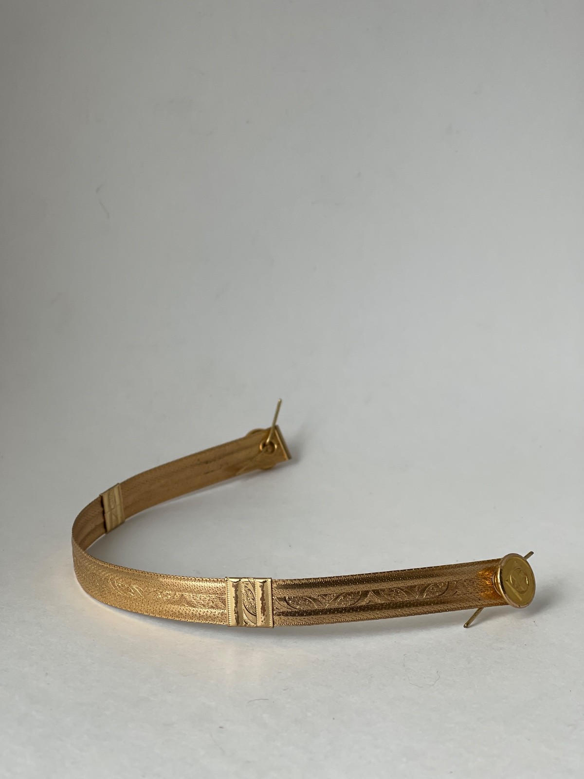 Vintage Santa Fe Railroad Emblem Expandable Gold Filled Collar Bar Jewelry Stay