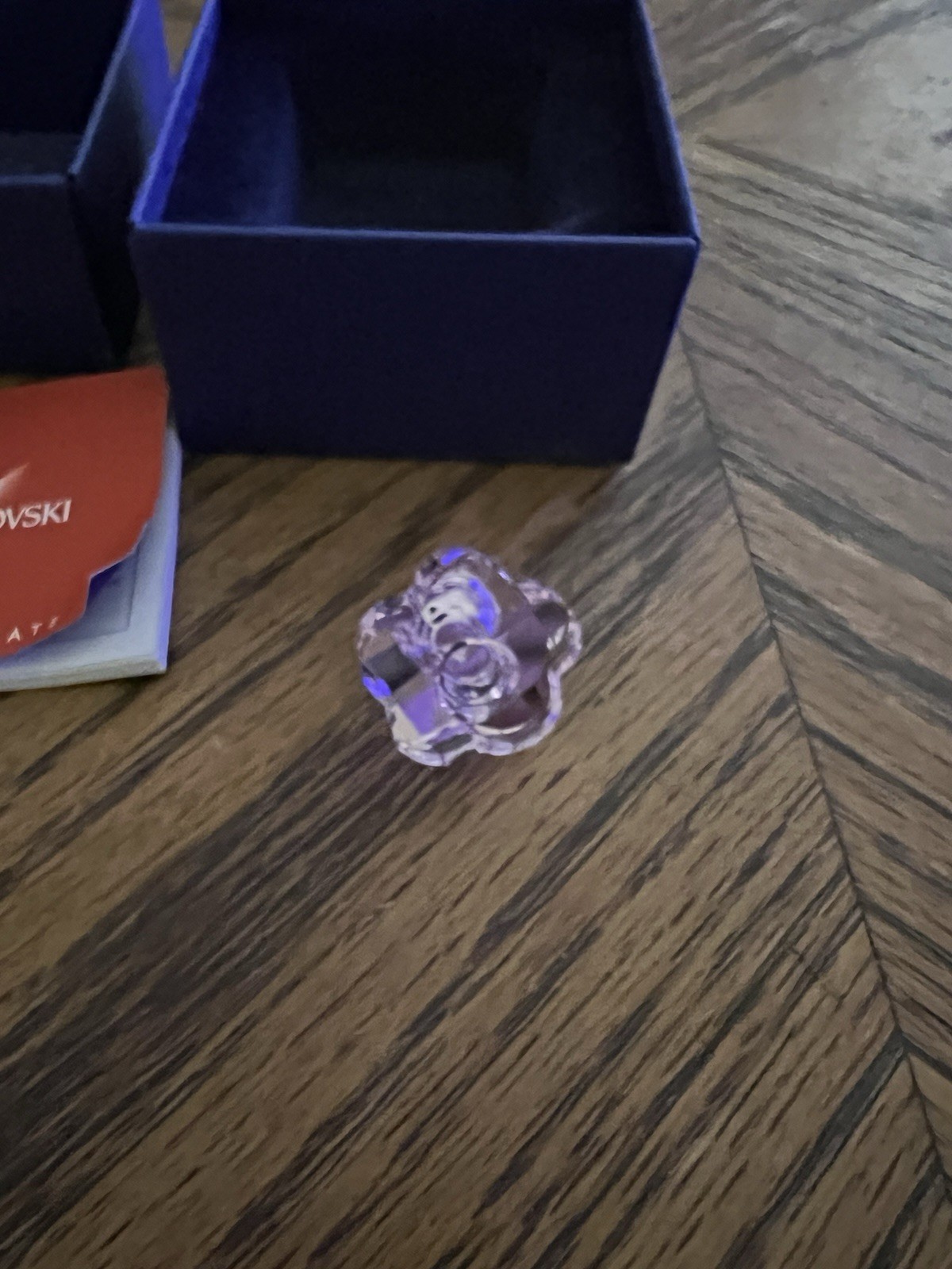 Swarovski Crystal Flower Ornament Figurine Purple & Clear Boxed w/ Certificate
