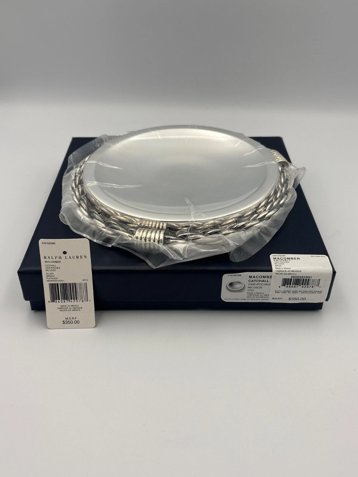 NWB Ralph Lauren Silver Plated Brass Macomber Catchall Tray MSRP $350 7\