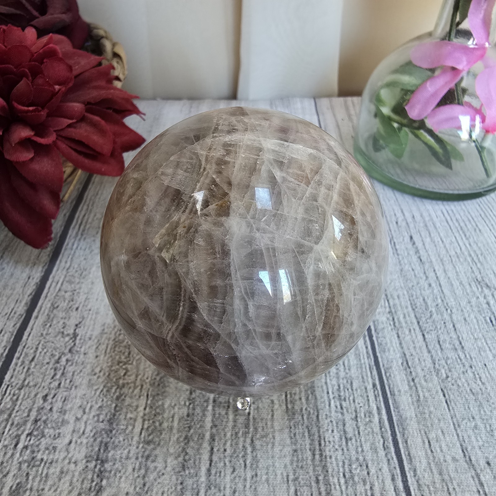 69mm Natural Rainbow Fluorite Crystal Sphere Orb (ee)