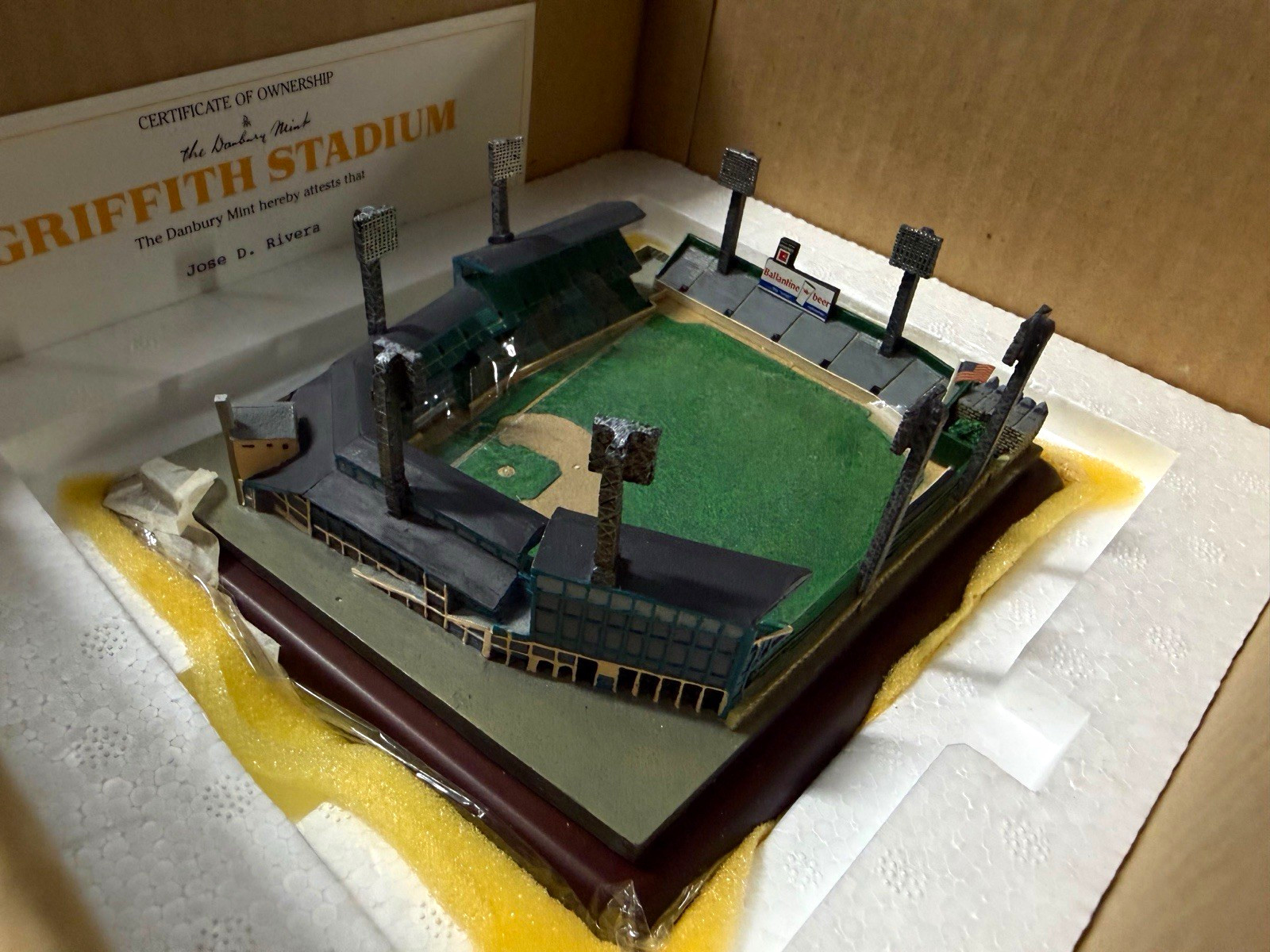 Danbury Mint Griffith Stadium Cold-Cast Porcelain Painted Sculpture w/ COA Box
