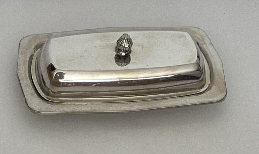 Vintage Silver Plate Covered Butter Dish with Glass Insert • Commonwealth Silver