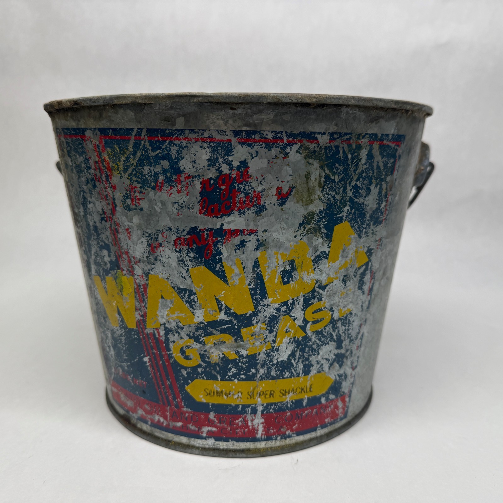 Vintage Wanda Grease Advertising Bucket by Cato Oil & Grease Company