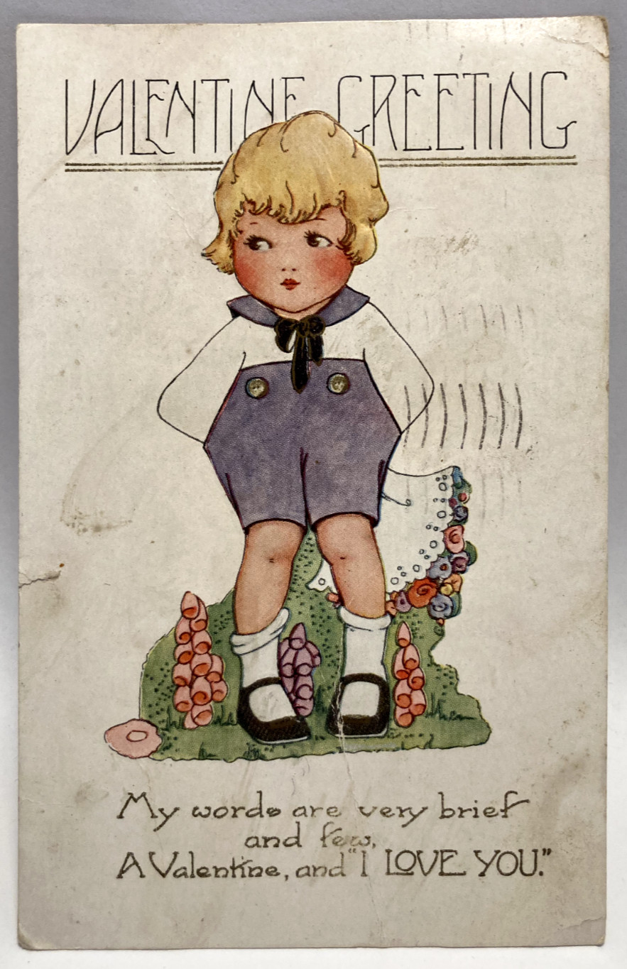 My Words Are Very Brief, Valentine Greeting, Vintage Postcard