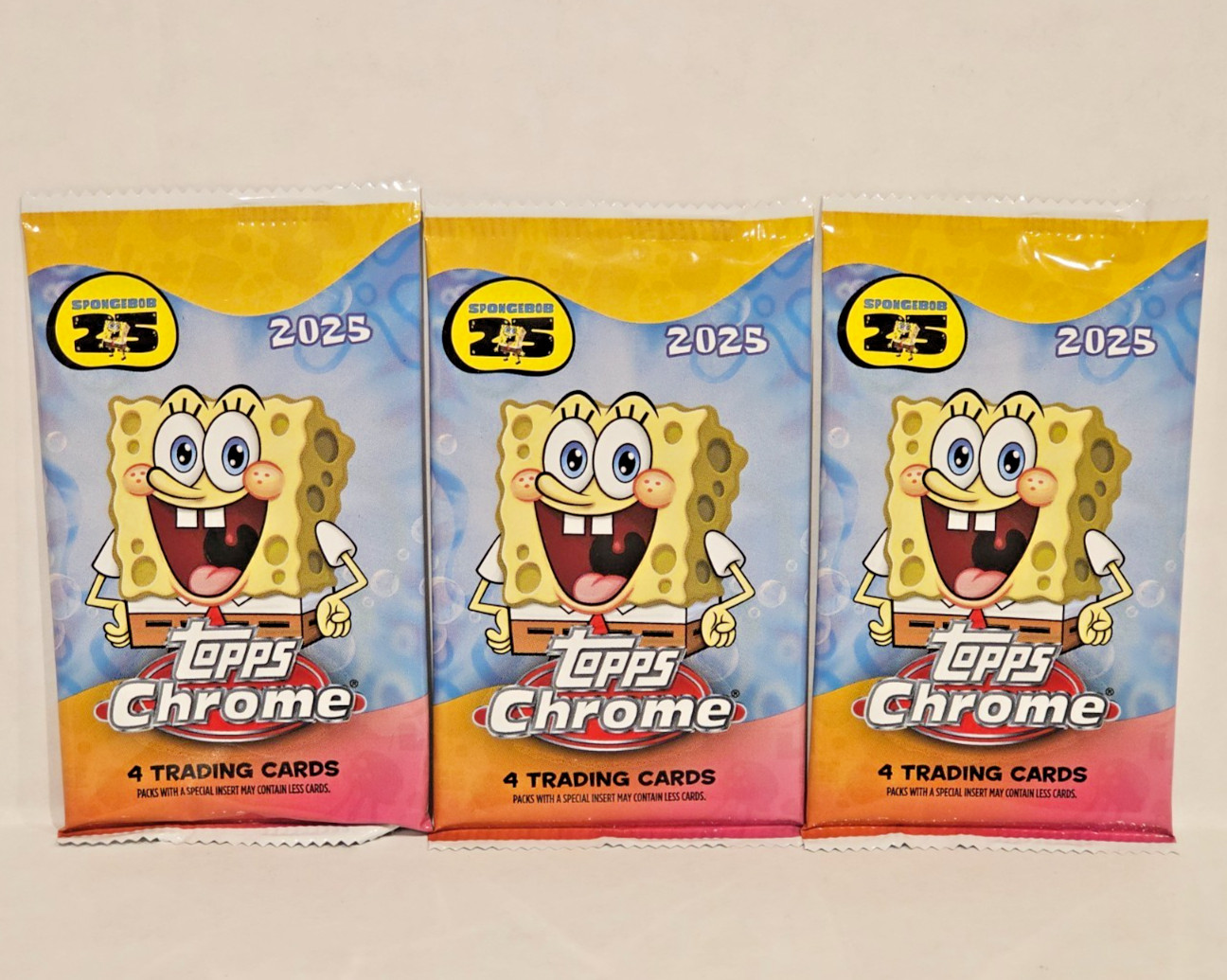 3x 2025 Topps Chrome SpongeBob 25th Anniversary Blaster Pack - NEW, Sealed