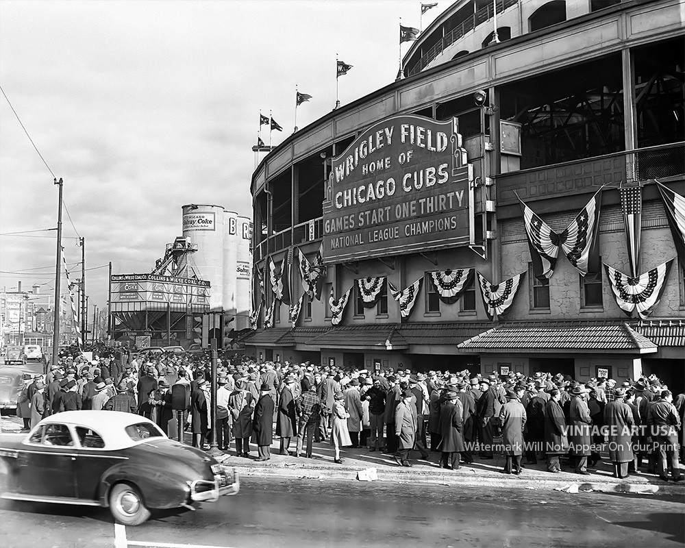 11x14 - Wrigley Field Chicago Cubs 1945 World Series Baseball Stadium Vintage