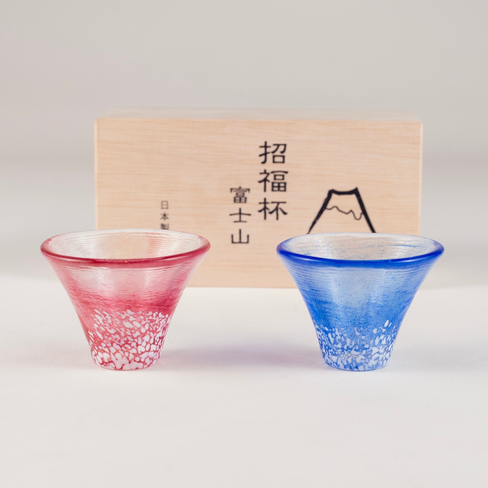 TOYO SASAKI GLASS ~ Mt. Fuji Cold Sake Glass Set ~ Blue & Red NEW TOYO SASAKI GLASS ~ Mt. Fuji Cold Sake Glass Set ~ Blue & Red NEW