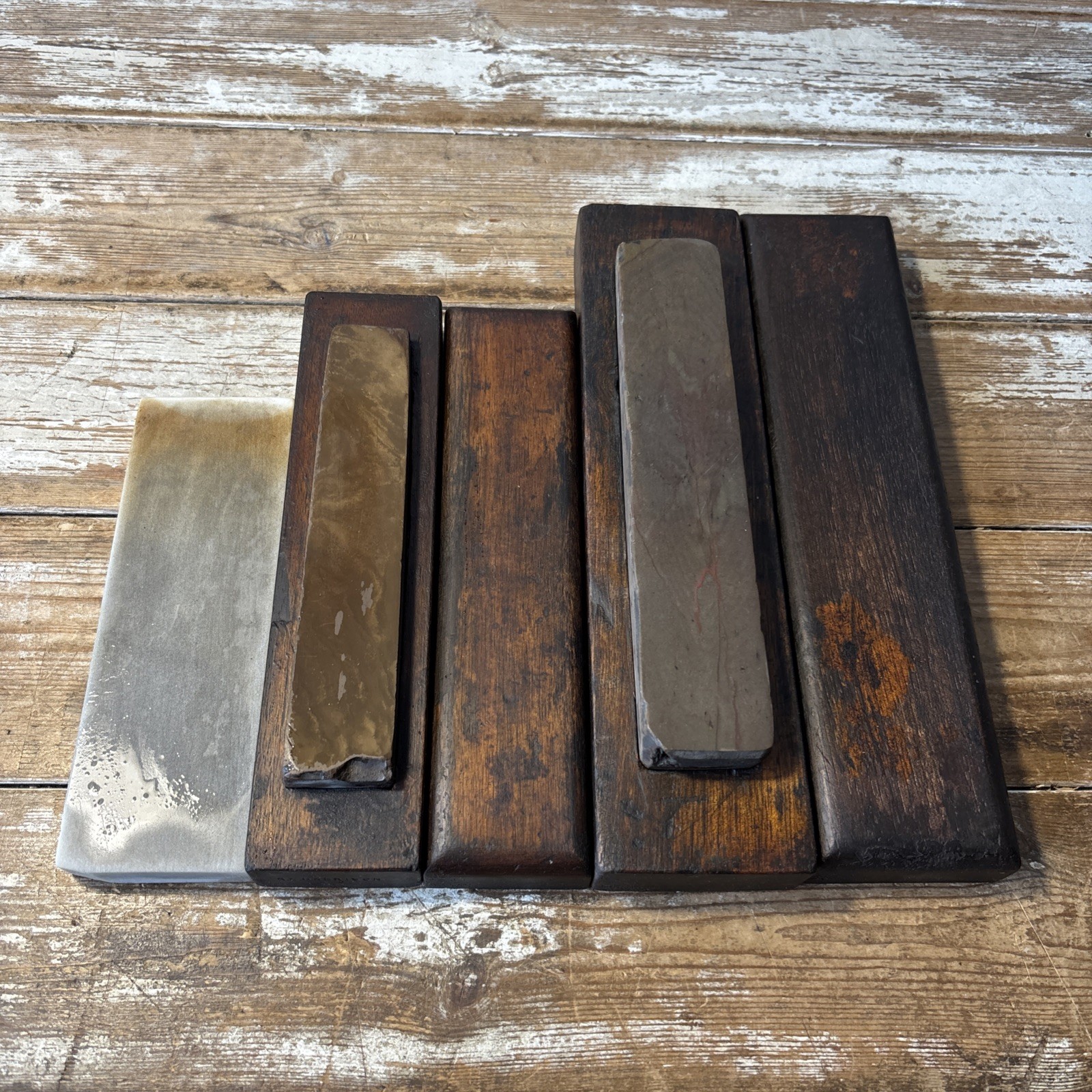 3 Vintage Natural Sharpening Stones Oil Stones, 