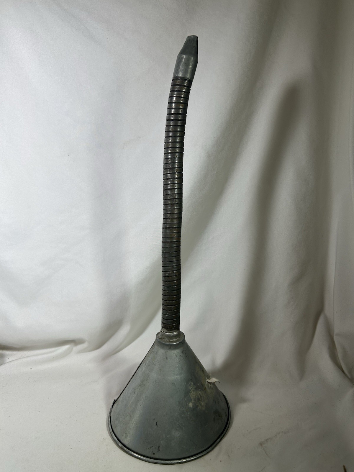 Vintage 1940\'s-1960\'s Galvanized Steel Flexible Spout Oil Funnel Gooseneck