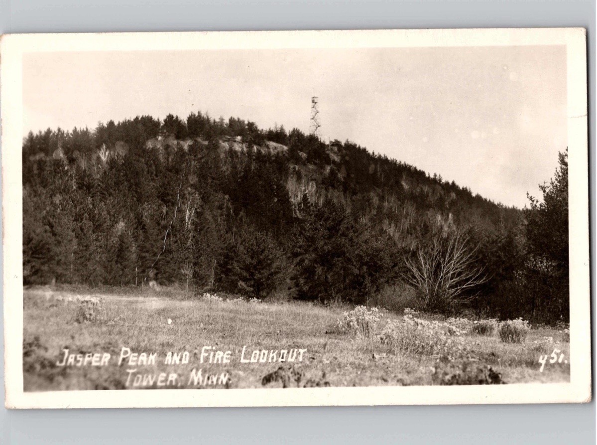c1940 Jasper Peak & Fire Lookout Tower Minnesota MN RPPC Real Photo Postcard c1940 Jasper Peak & Fire Lookout Tower Minnesota MN RPPC Real Photo Postcard