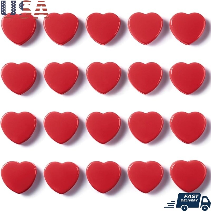 20PCS Red Heart Refrigerator Magnets Heavy Duty Mini Strong Magnets Home Office