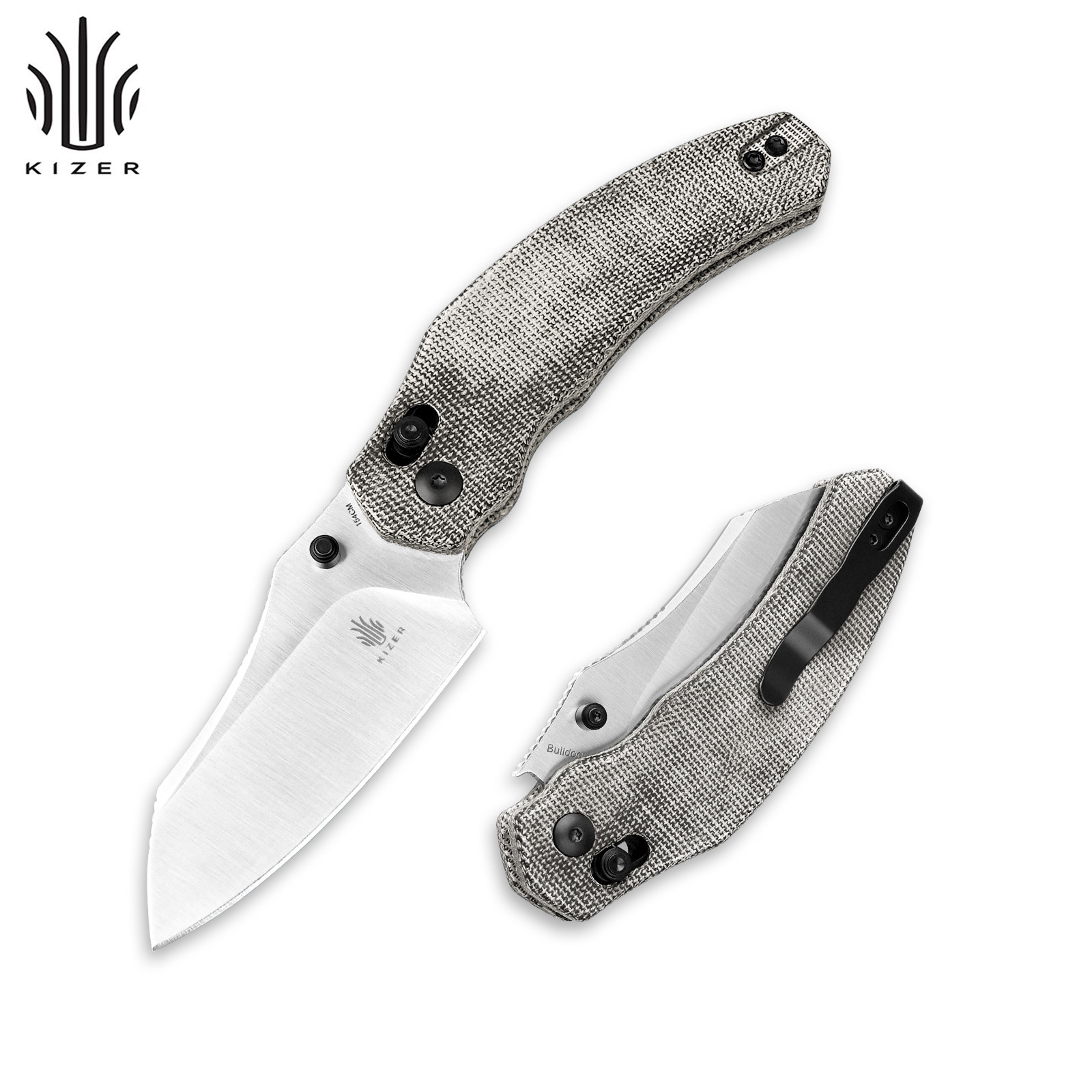 Kizer Bulldog Sheepsfoot Folding Pocket Knife Micarta Handle 154CM Blade V3672C2