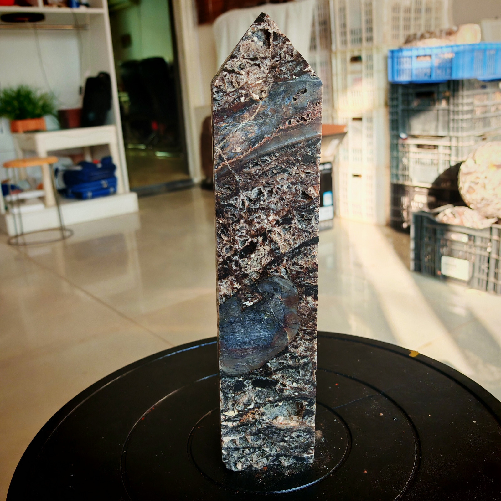 6.93LB Polishing and repairing of natural sphalerite crystal columns 3150g