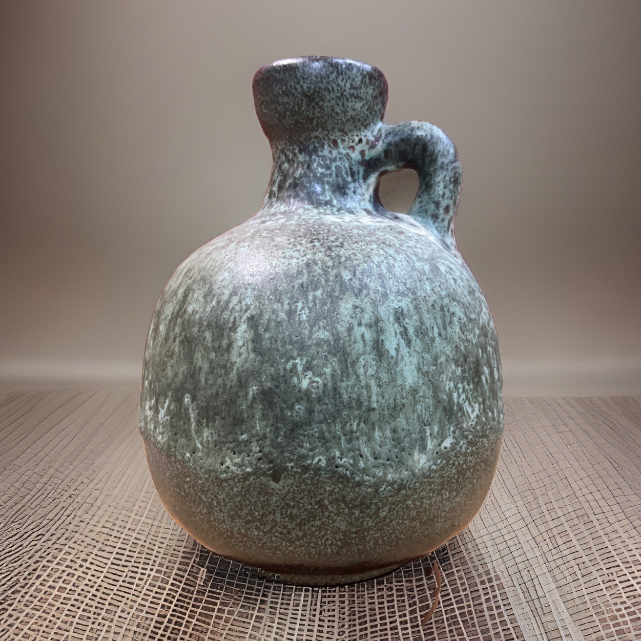 Vintage Fat Lava Vase Ruscha? Green Lava Jug Bulbous Pottery Earth-ware