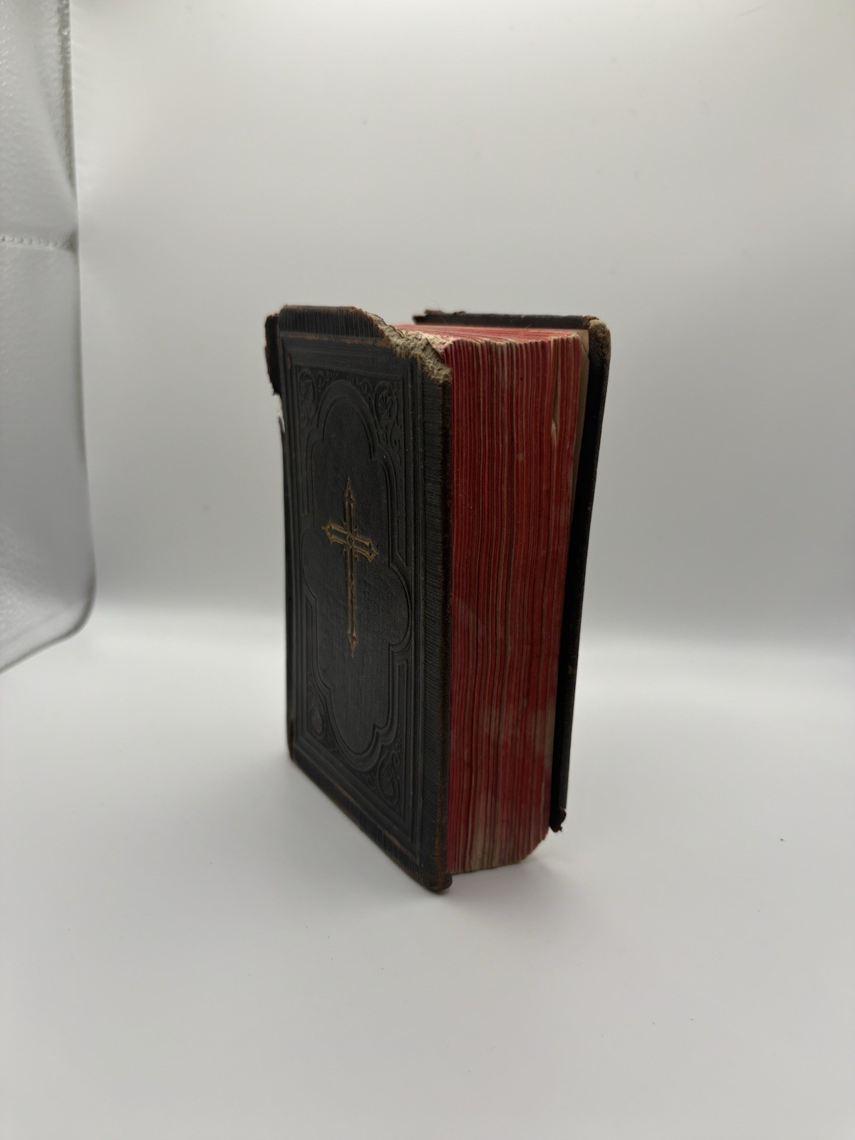 Rare Antique Danish 1890 Leather Salmebog Hymns Prayer Book Red Edges