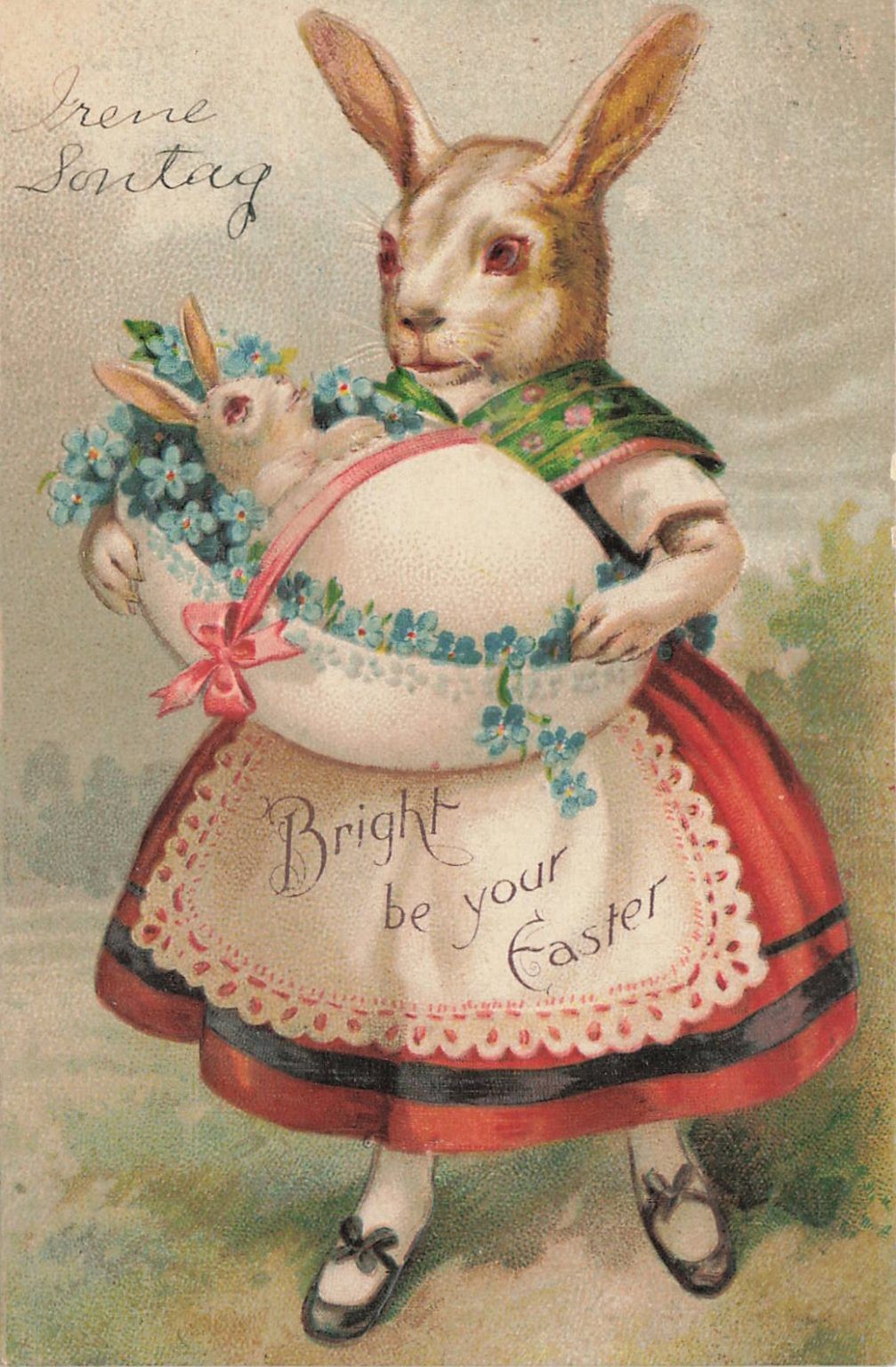 Vintage Easter Anthropomorphic Rabbit Postcard 1908 Embossed German Print Vintage Easter Anthropomorphic Rabbit Postcard 1908 Embossed German Print