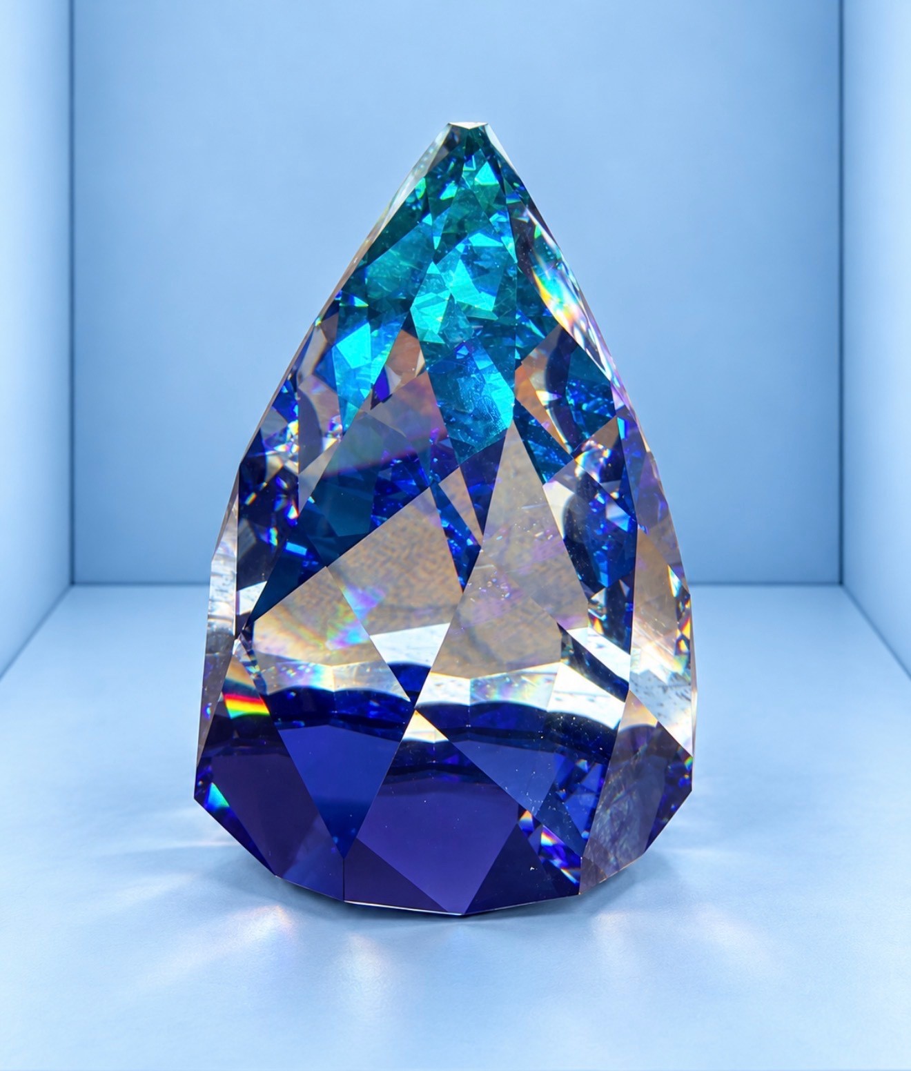 Vintage Swarovski Cone Rio Bermuda Blue Crystal Paperweight 010179 Retired