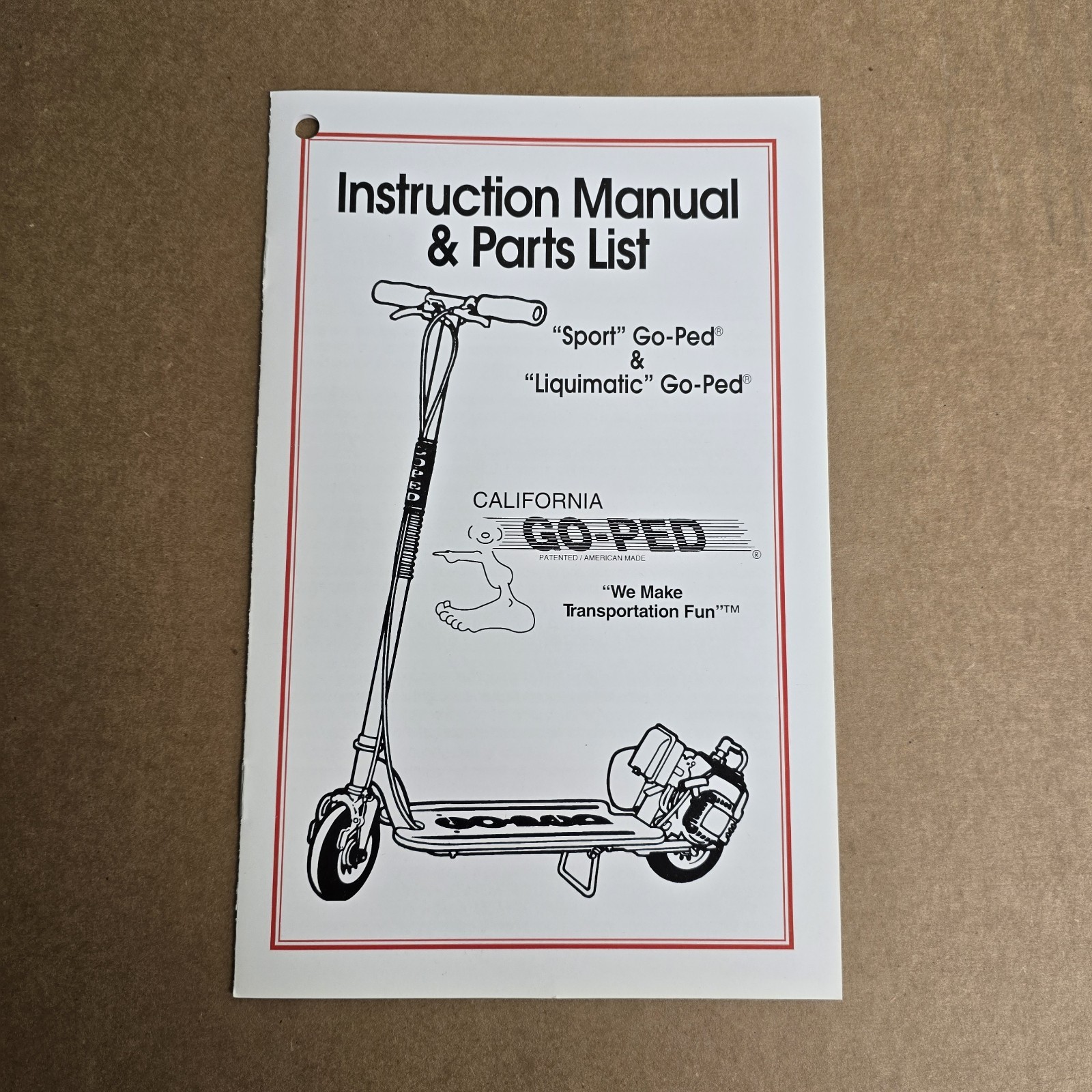 New Super OG Old Go-Ped Sport And Liquimatic Owner\'s Manual