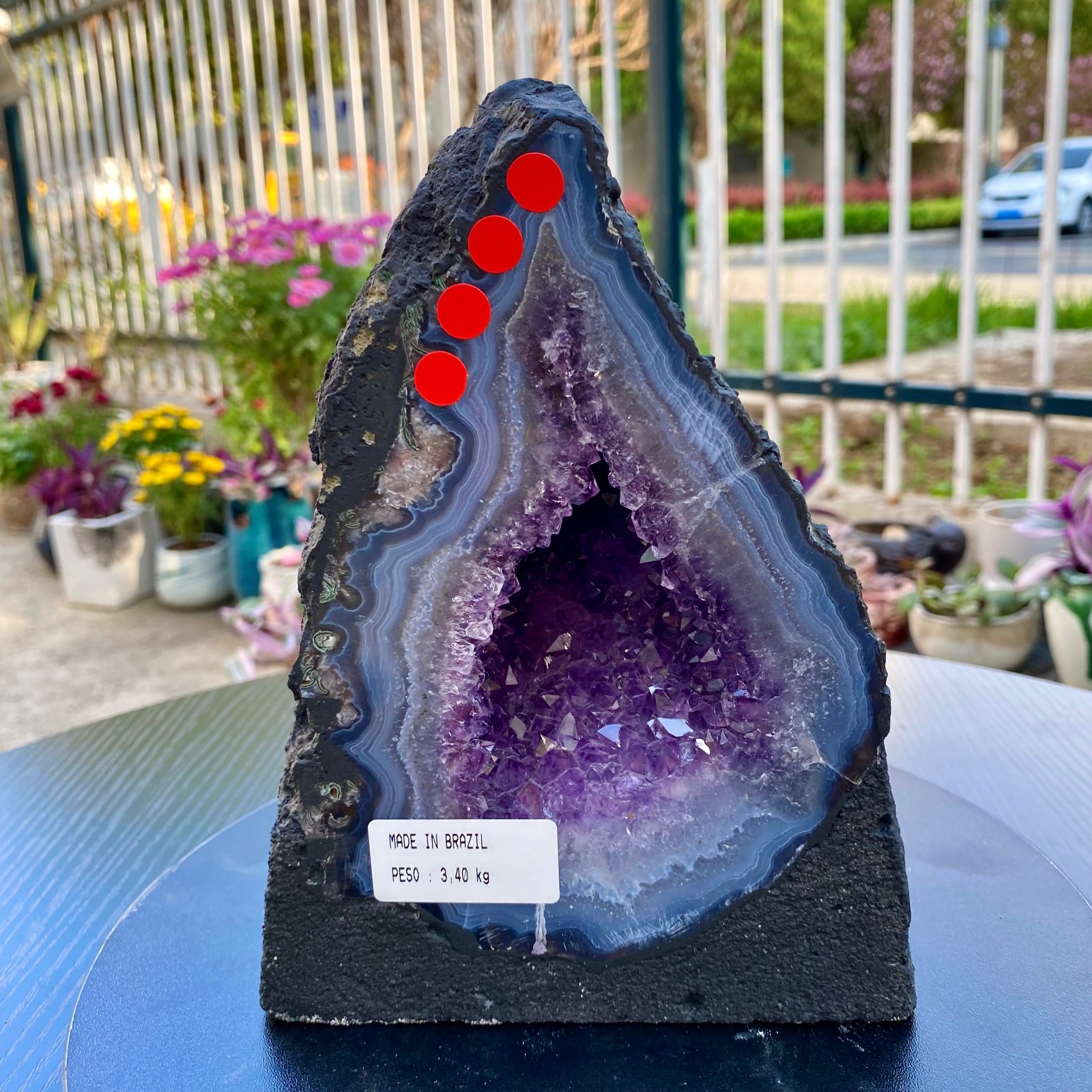 7.4LB Natural Amethyst Geode Quartz Crystal Cluster Cathedral Energy healing