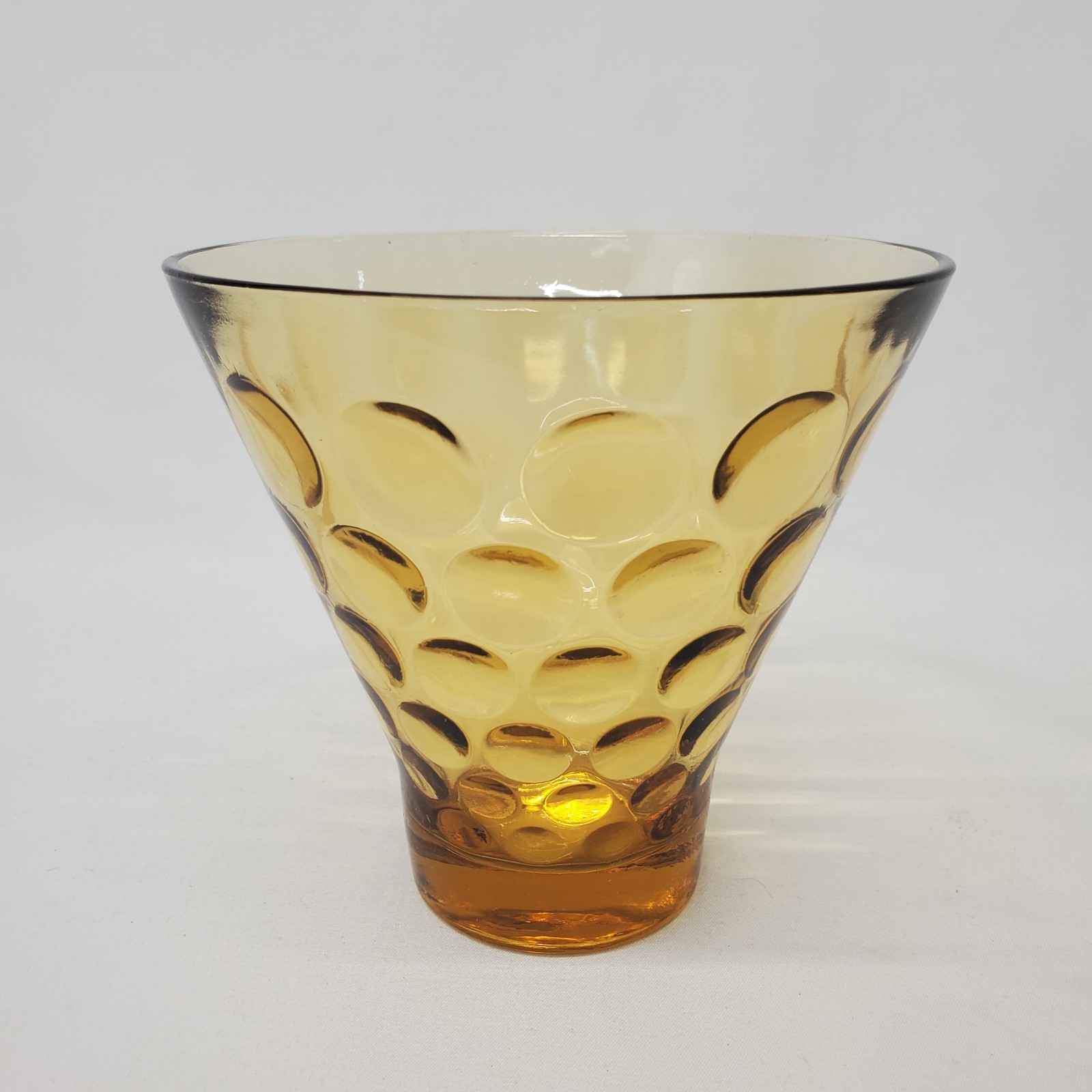 VTG Hazel Atlas Amber Optic Dots Candy Dish Bowl Art Glass El Dorado MCM 5