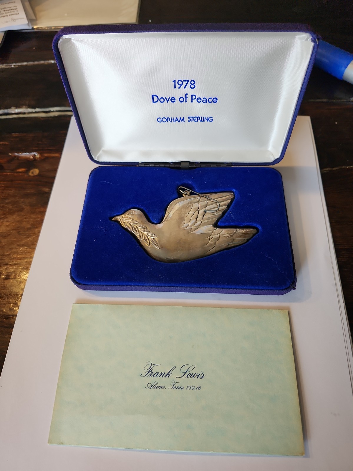 1978 Gorham Sterling Silver Dove Of Peace Christmas Ornament W/BOX & COA