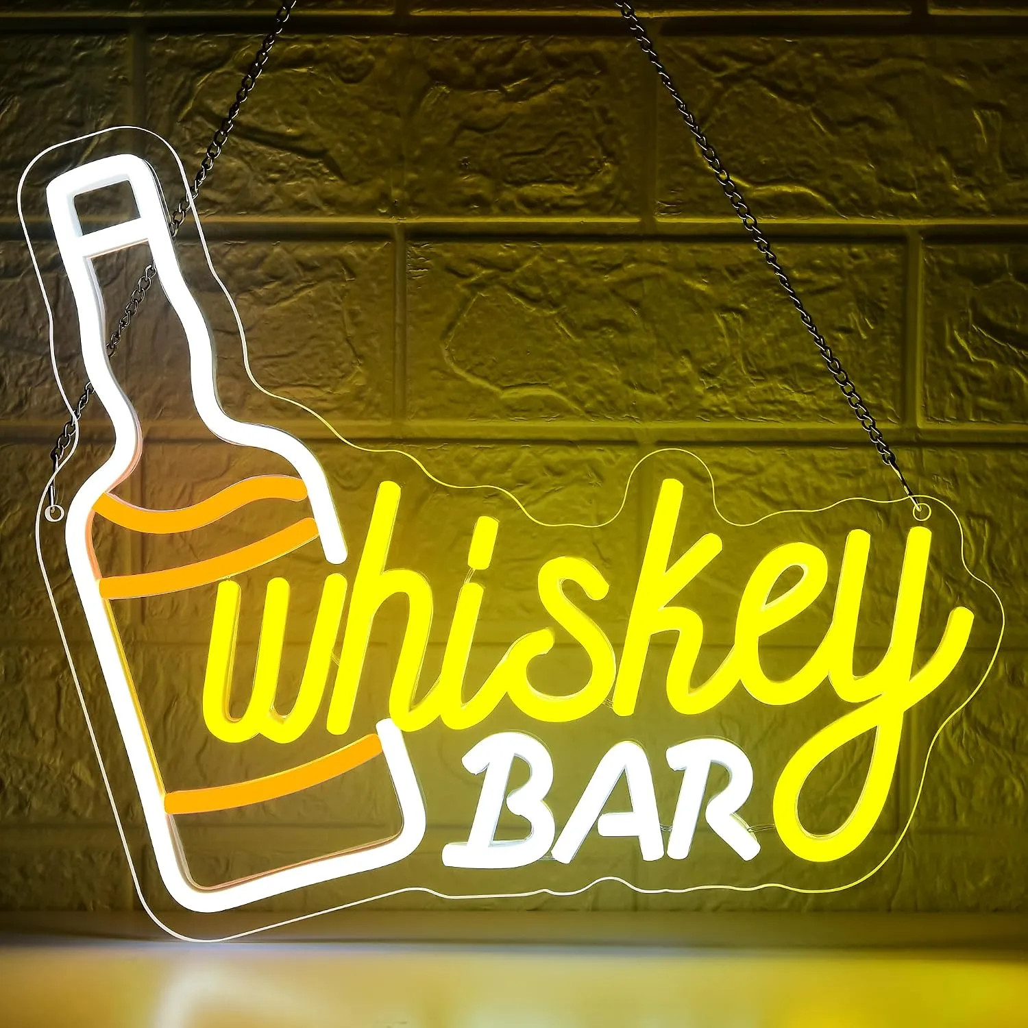 Whiskey Bar Neon Sign LED Wall Light Dimmable 13.8 x 11.8 Inch Pub Decor Gift Whiskey Bar Neon Sign LED Wall Light Dimmable 13.8 x 11.8 Inch Pub Decor Gift