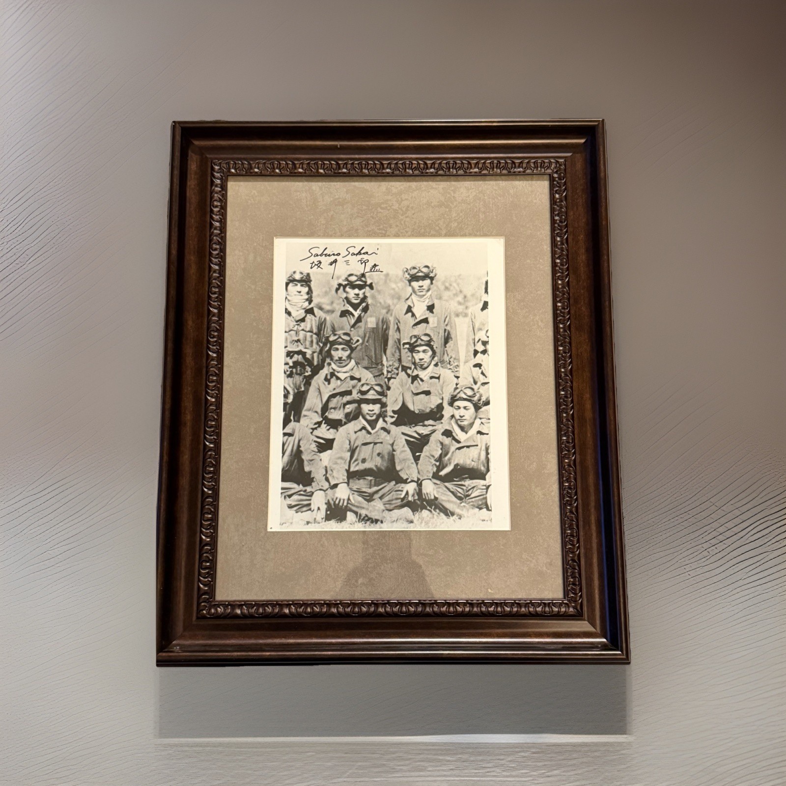 Saburo Sakai Signed WWII Photo Japanese Ace Pilot Autograph Framed 