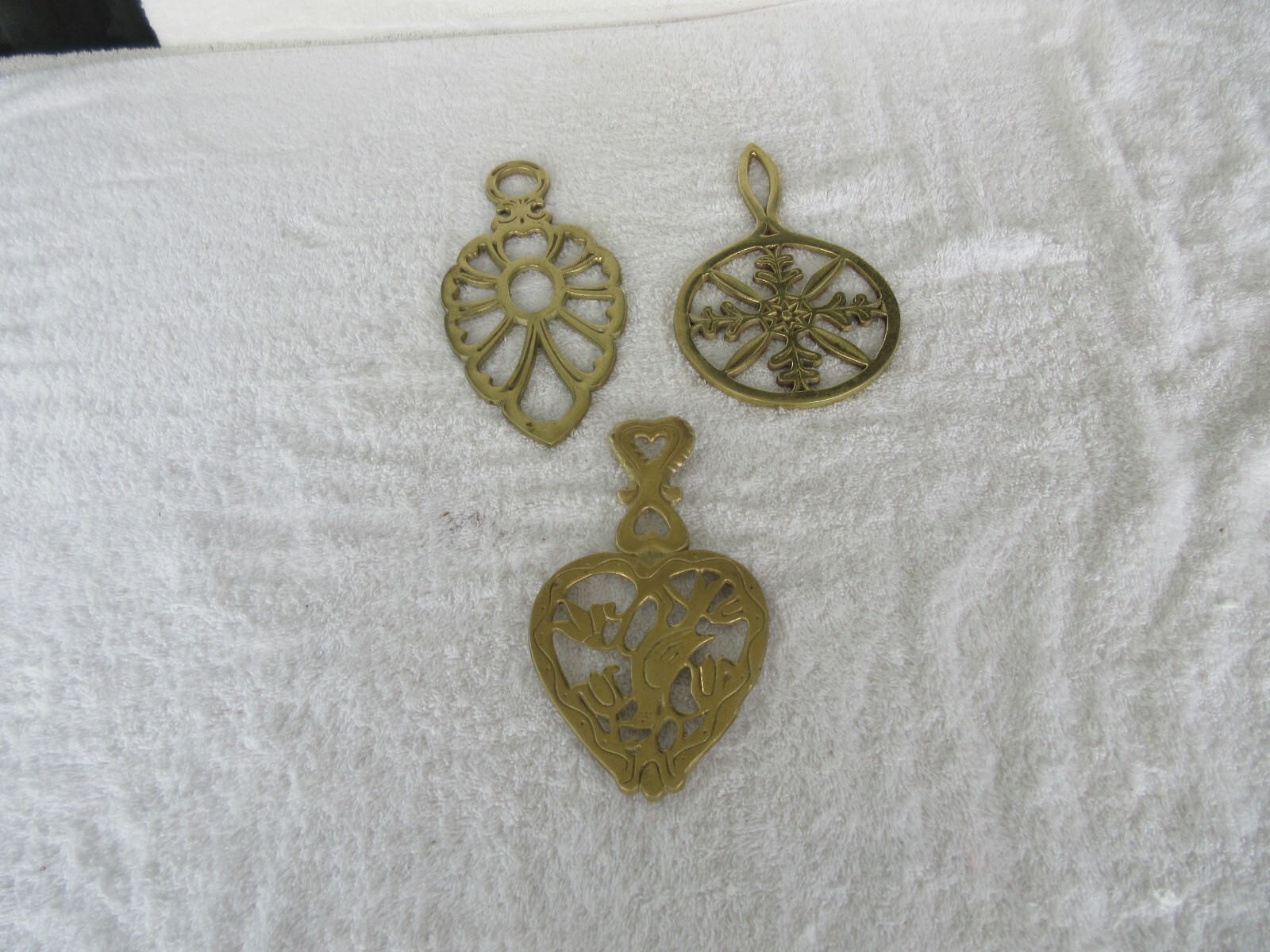 SET OF 3~Lovely+Vintage 1970\'S[SOLID  BRASS TRIVETS ]~~JAPAN