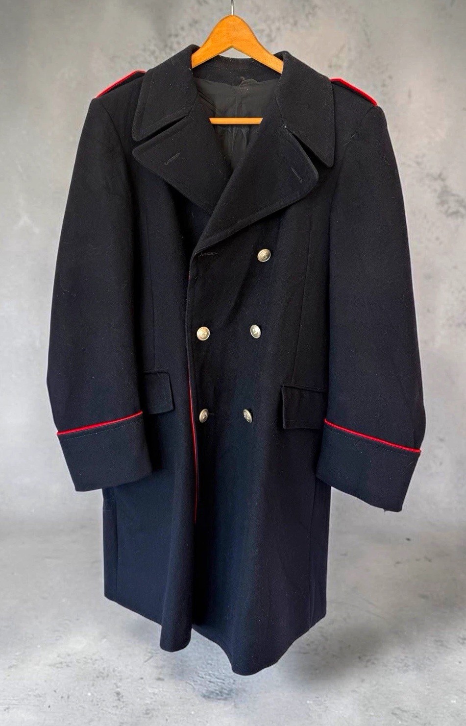 Vintage Italian Italy Carabinieri Wool Greatcoat Military Police Napoli XL