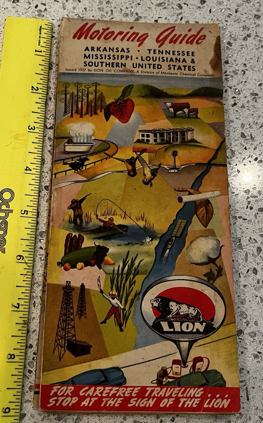 1940’s Lion Oil Co Road Map: Arkansas Tennessee Mississippi Louisiana