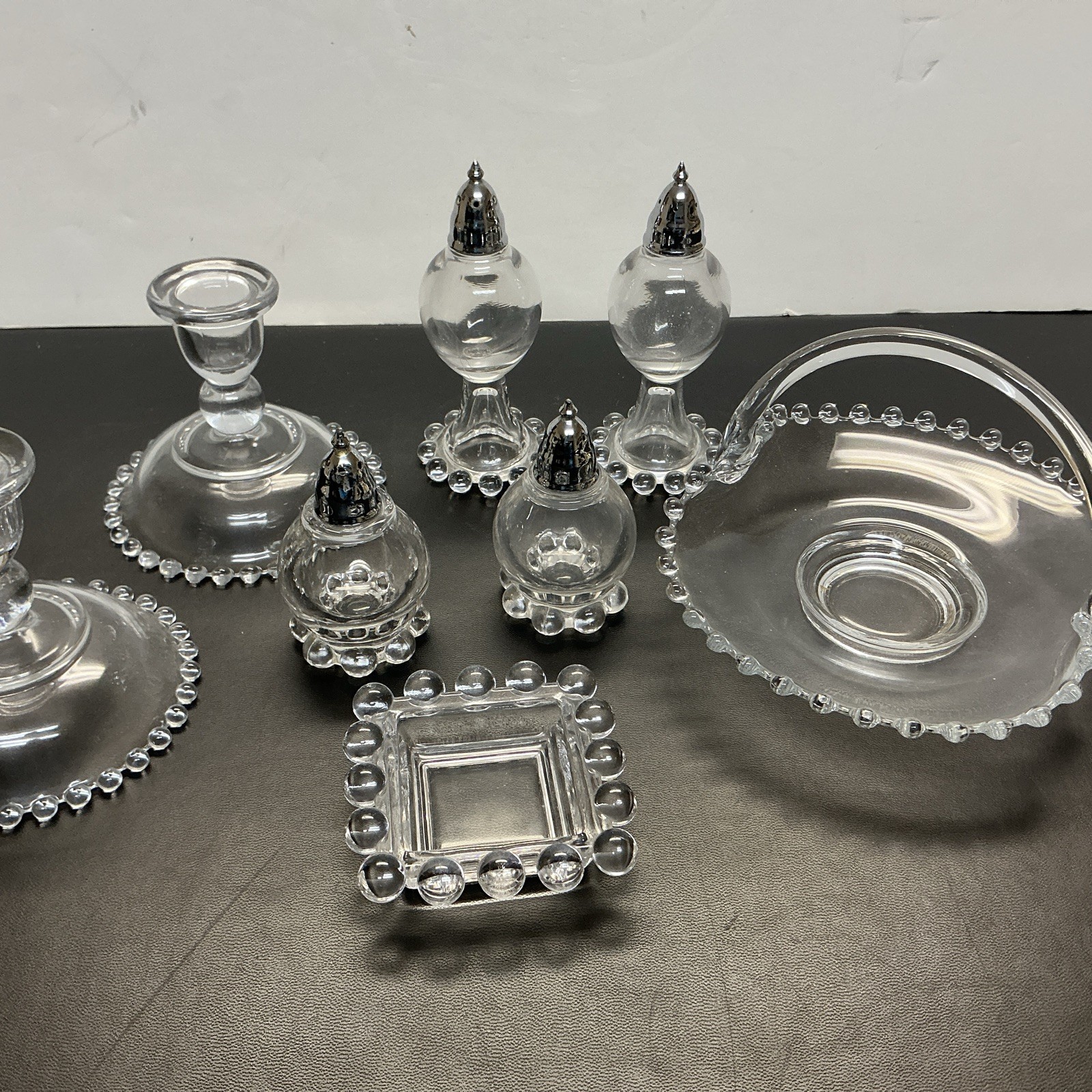 8 pieces Imperial Candlewick Clear Crystal Glassware Lot Of 8 Assorted Pieces 8 pieces Imperial Candlewick Clear Crystal Glassware Lot Of 8 Assorted Pieces