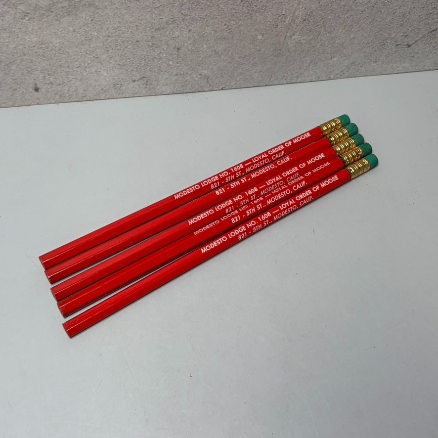 5- VTG Loyal Order of Moose Lodge 1608 Advertising Pencil Lot Modesto California
