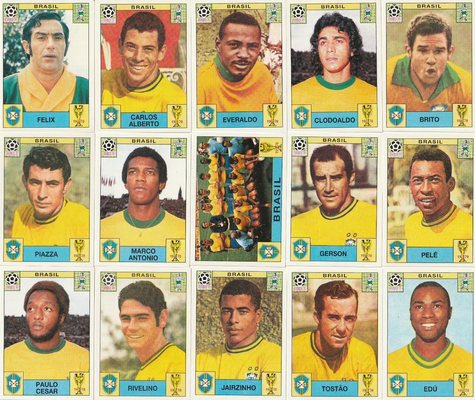 Brazil Team Set • Panini World Cup Story Sonric’s 1994 • 15 Stickers 29-43 Pele
