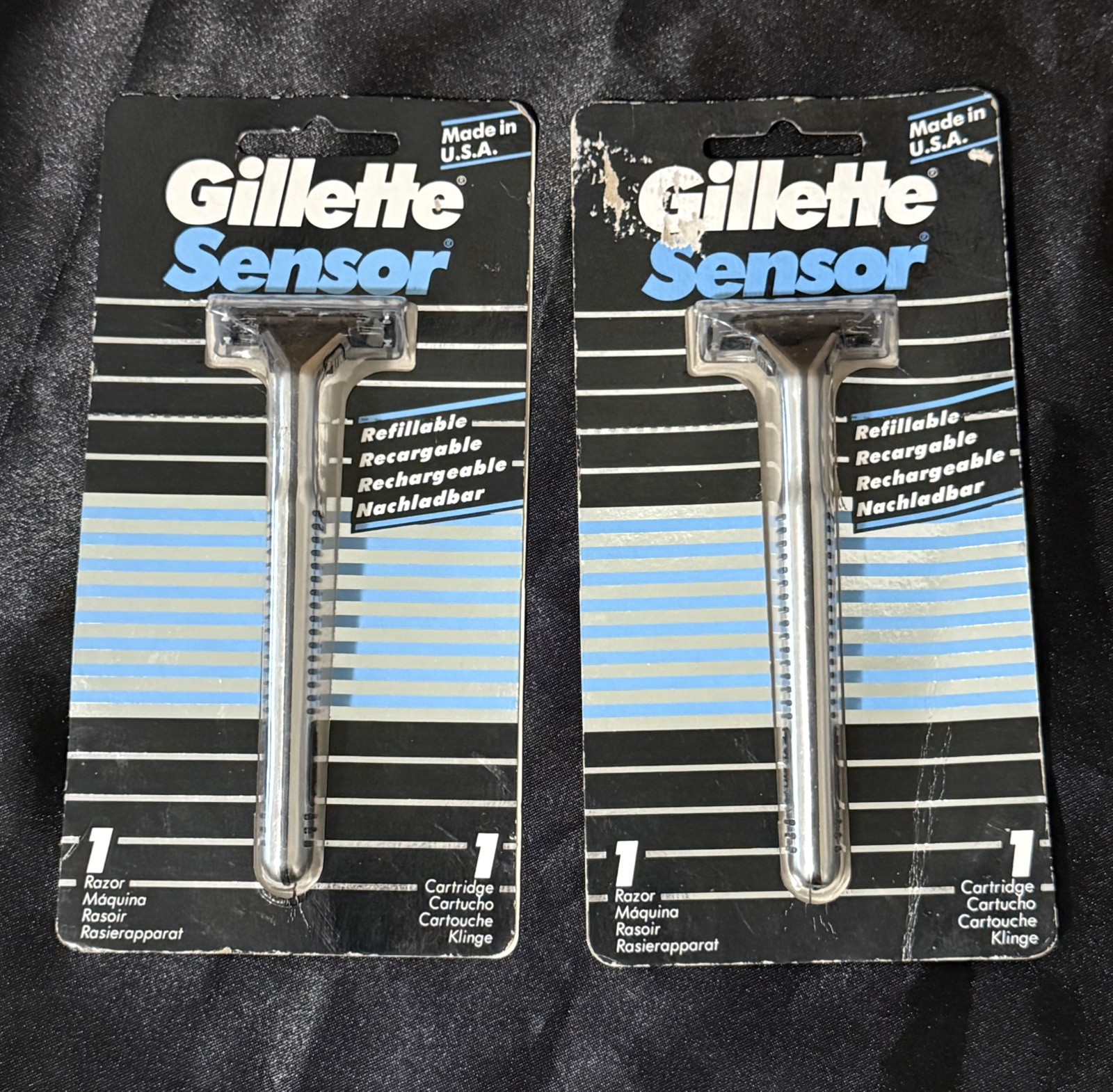 Lot of 2 - Vintage Gillette Sensor Metal Razors 1989