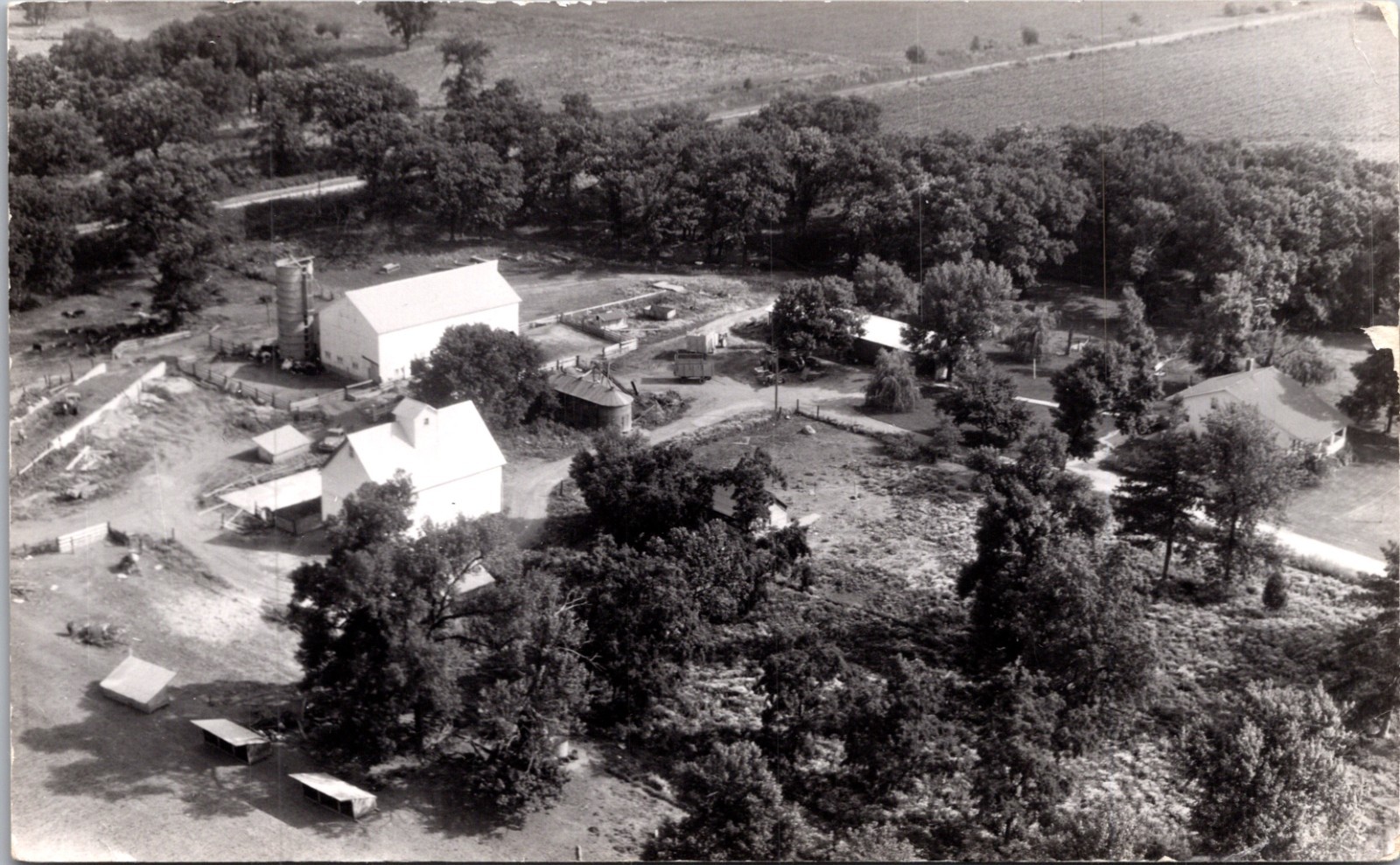 Aerial View Farm Kendall County Wisconsin RPPC 1956 Calberne Studio Aerial View Farm Kendall County Wisconsin RPPC 1956 Calberne Studio