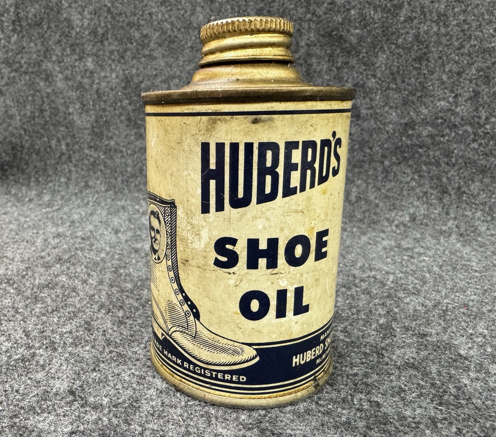 Vintage Huberd\'s Shoe Oil Can McMinnville Oregon Empty With Lid