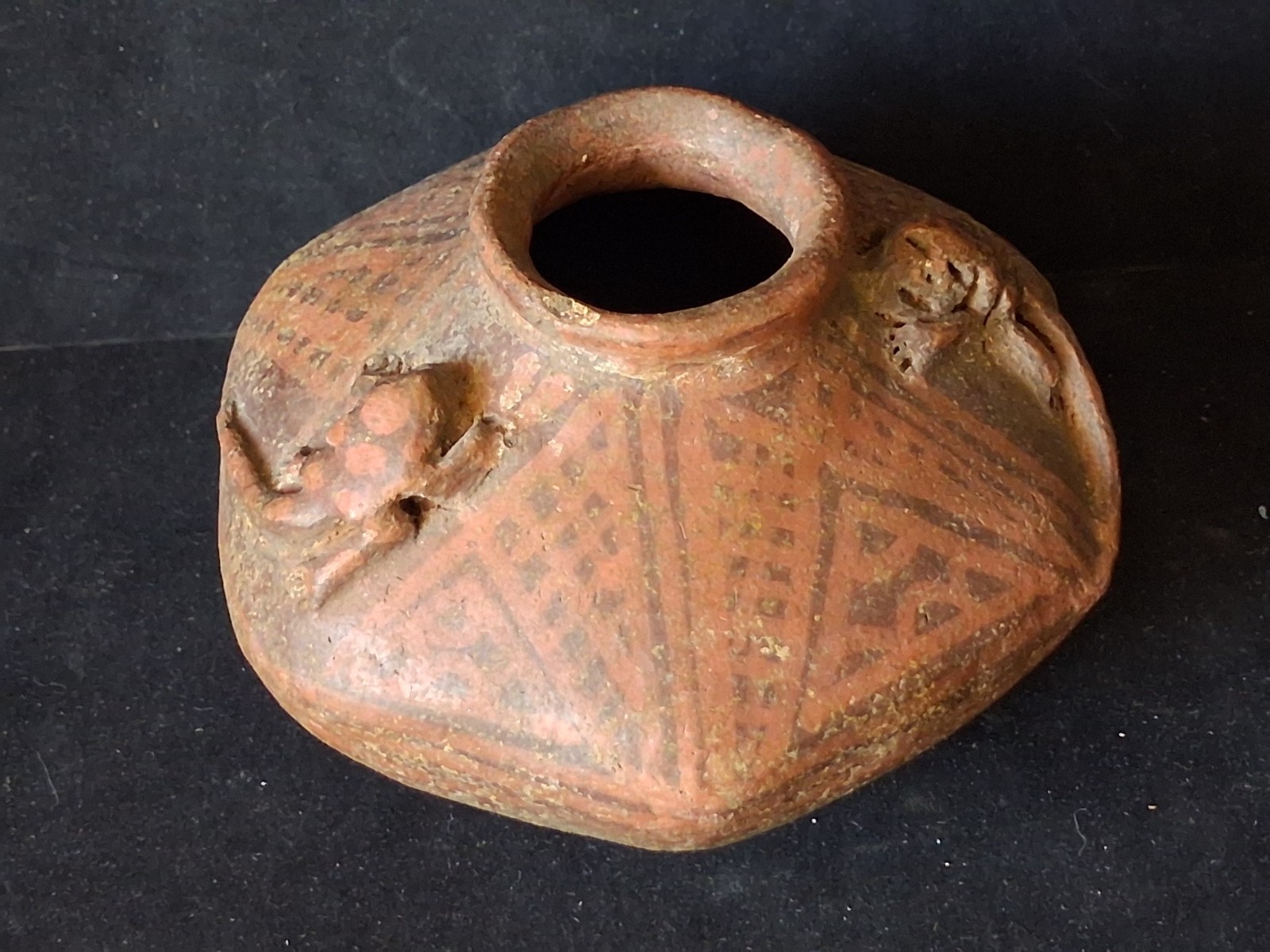 Pre Columbian West Mexico Effigy Clay Pot Frog Lizard 1970s Estate Vessel 5x4 Pre Columbian West Mexico Effigy Clay Pot Frog Lizard 1970s Estate Vessel 5x4