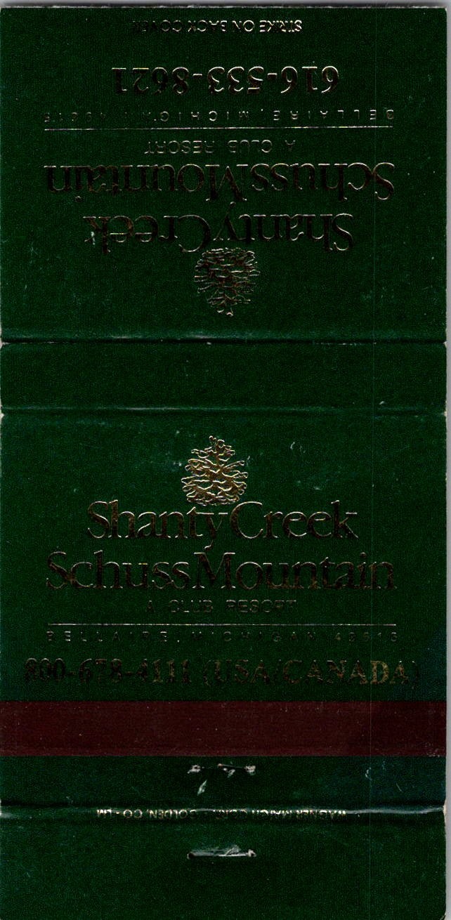 Shanty Creek Schuss Mountain Club Resort Vintage Matchbook Cover TMM24-6